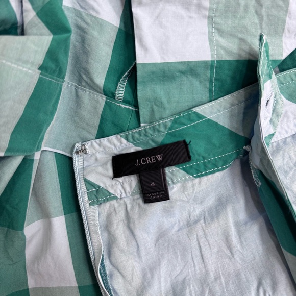 J. Crew Karina Gingham Midi Dress Green Blue Check Square Neckline Size 4 50s - Picture 9 of 11